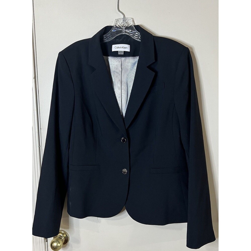 Calvin Klein Collection Long Sleeve 2 Button Polyester Blend Blazer Sz 16